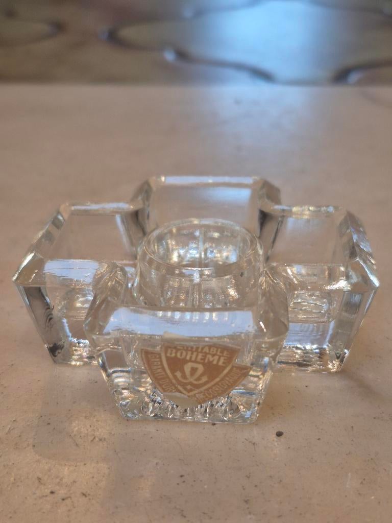 Porte bougie vintage en cristal de bohème en parfait état., Antiquités & Art, Enlèvement