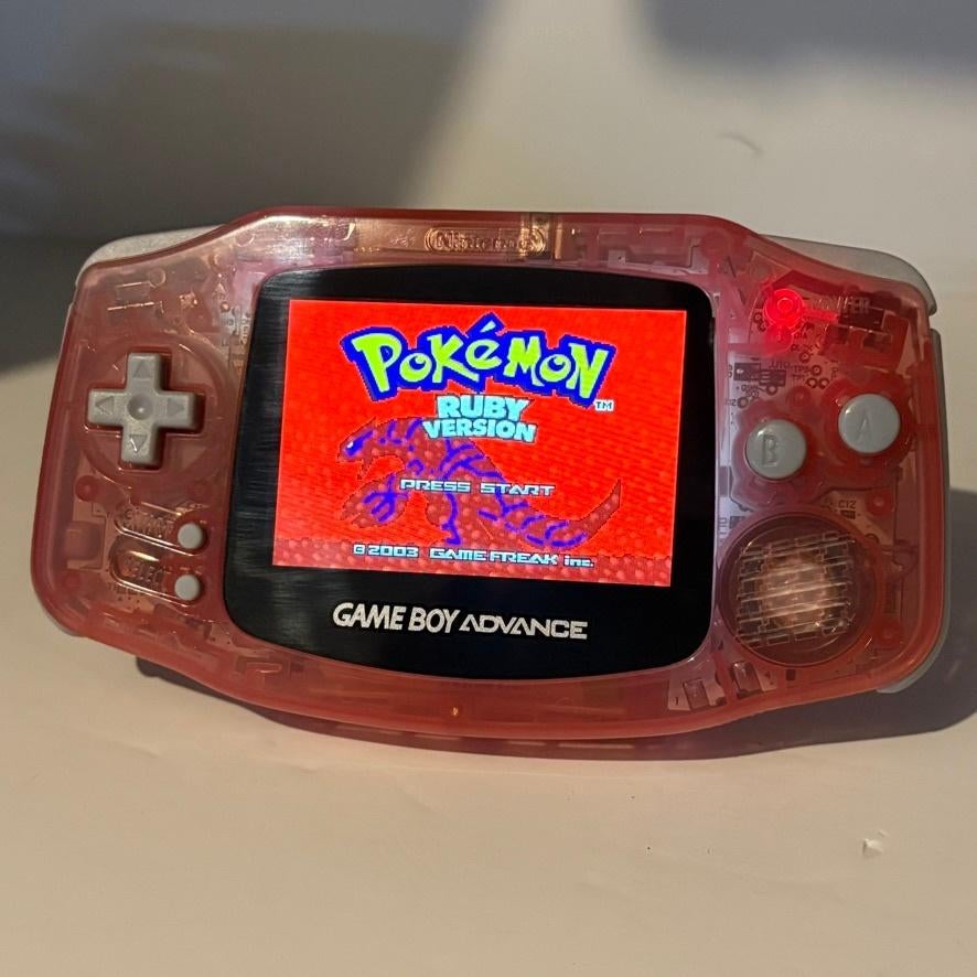Nintendo GBA Pink Transparent Backlit LCD mod, Ophalen of Verzenden, Refurbished, Game Boy Advance