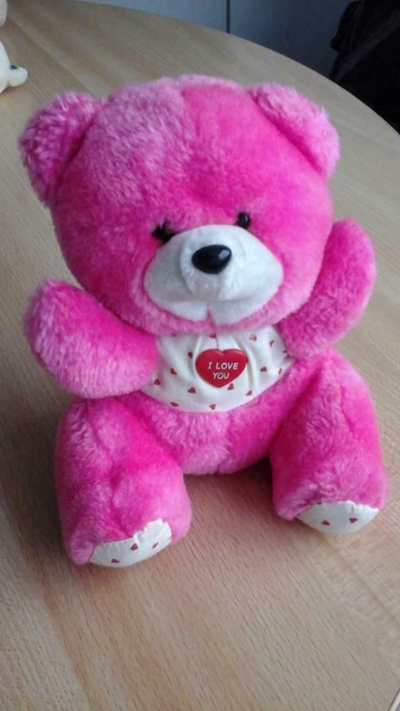 peluche ours rose H: 20cm, Enlèvement ou Envoi, Comme neuf, Ours en tissus, Autres marques