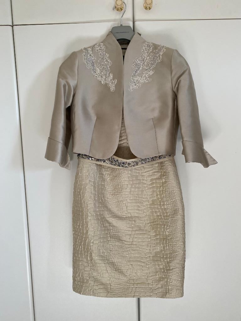 feestkleedje beige met vestje Linea Raffaeli, Kleding | Dames, Maat 38/40 (M), Linea raffaelli, Beige, Nieuw