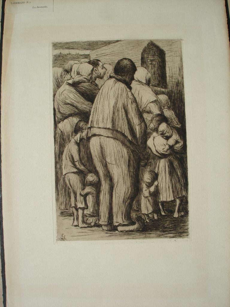 Eugène Laermans 1896 ets 'Les Inconsolés' etching eau-forte, Antiek en Kunst, Kunst | Etsen en Gravures, Ophalen of Verzenden