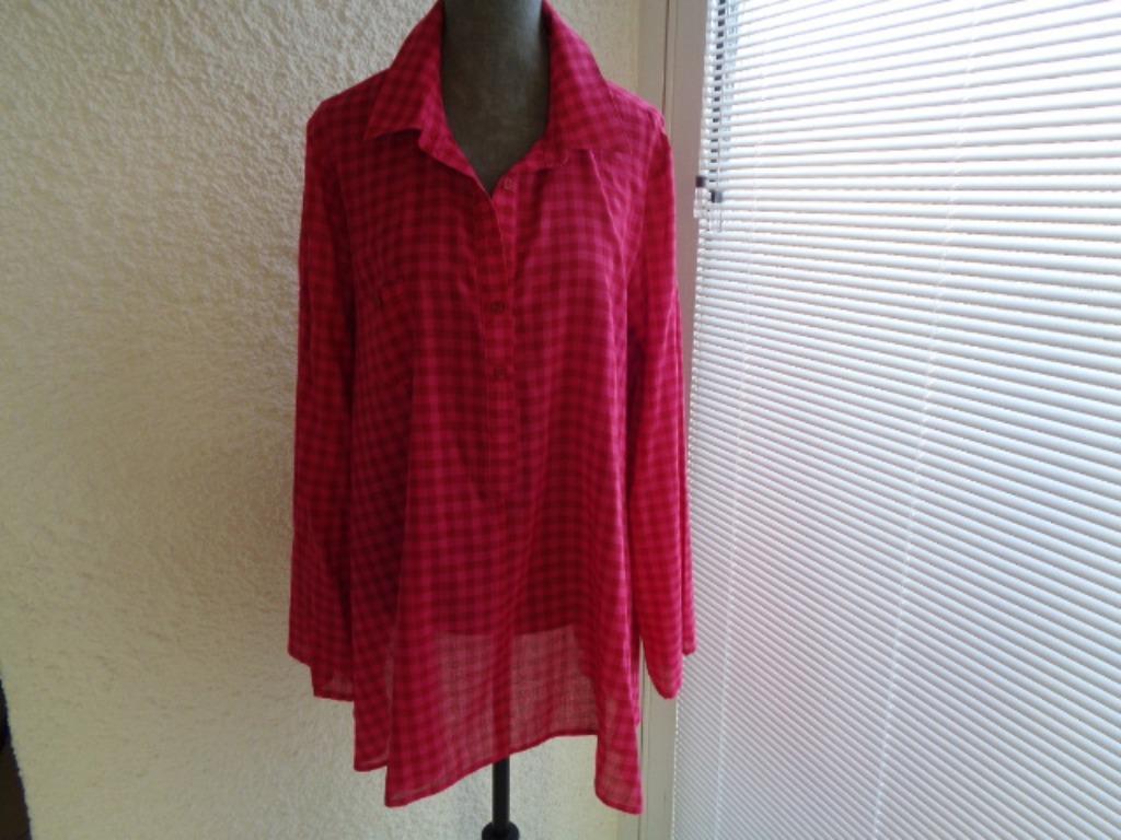 Blouse fuchsia carreaux. Marque: "Celaia". Taille 44, Taille 42/44 (L), Enlèvement ou Envoi, Autres couleurs, Comme neuf