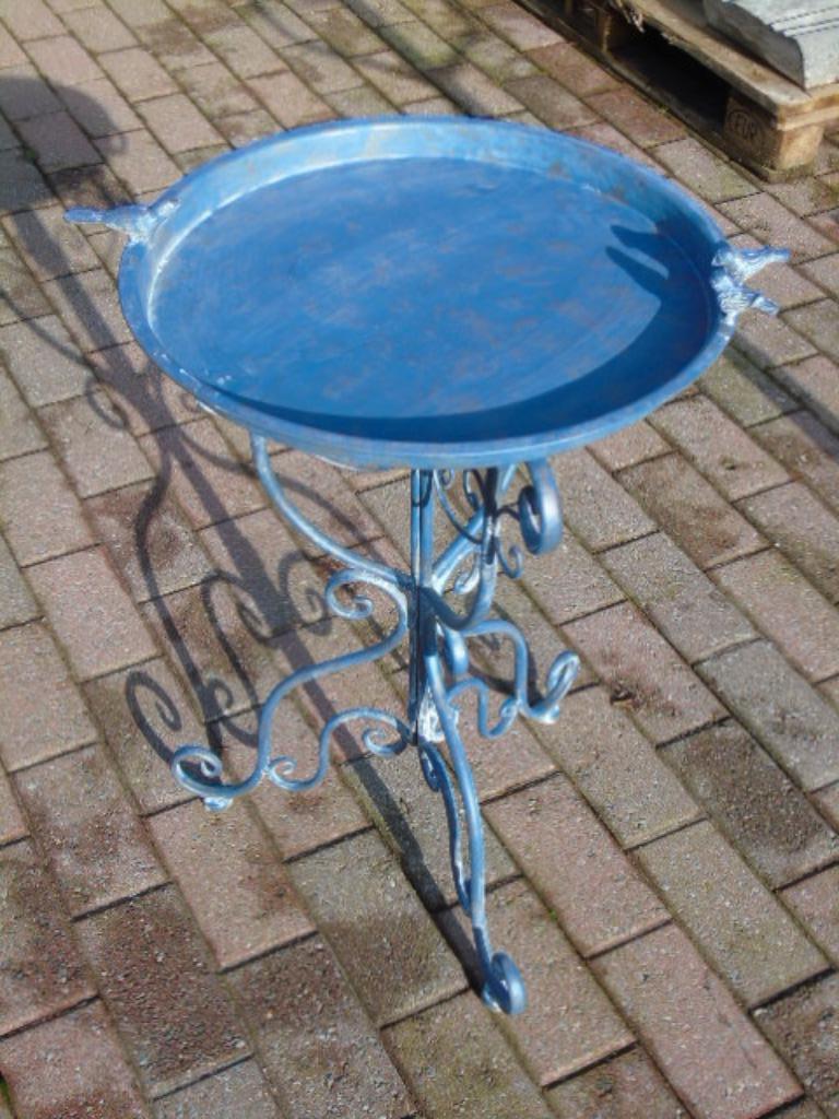 vogelbad, smeedijzeren bak antiek blauw pat nieuw, Tuin en Terras, Ophalen of Verzenden, Nieuw