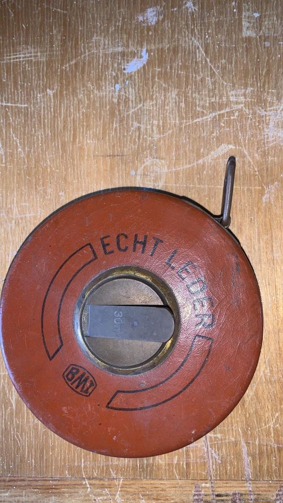 Vintage meetlint leer van Bmi, 30 m- zeldzaam!, Hobby & Loisirs créatifs, Enlèvement ou Envoi, Utilisé