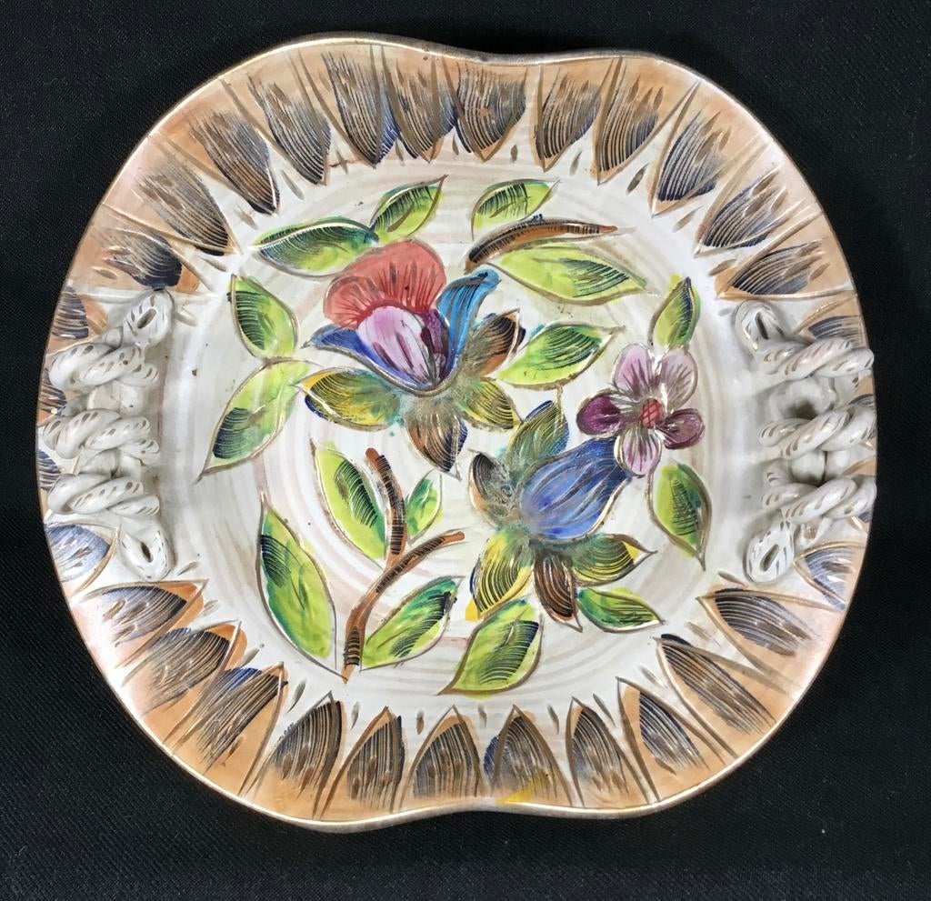 Bequet vintage keramiek mand schaal bloemmotief België, Ophalen of Verzenden, Huis en Inrichting