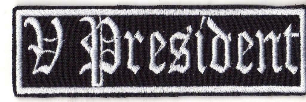 Patch V President rang motorclub - 100 x 30 mm, Ophalen of Verzenden, Nieuw zonder kaartje, Overige typen