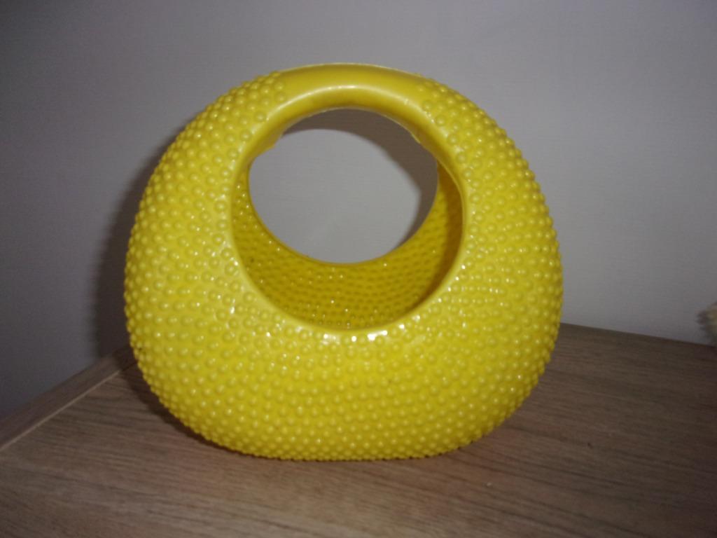 vintage gele plastic mand, Kunststof, Gebruikt, Mand, Rond