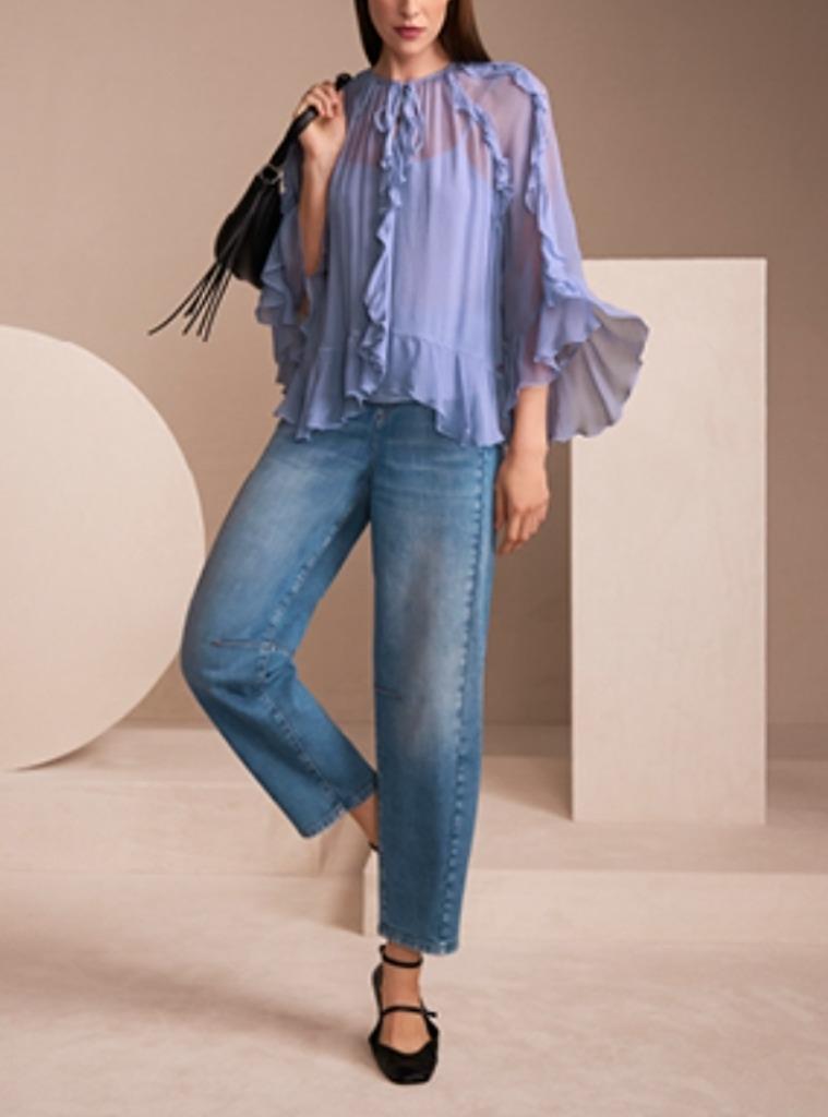 Bloes in blauwe tint one size, Kleding | Dames, Ophalen of Verzenden, Nieuw, Maat 38/40 (M)