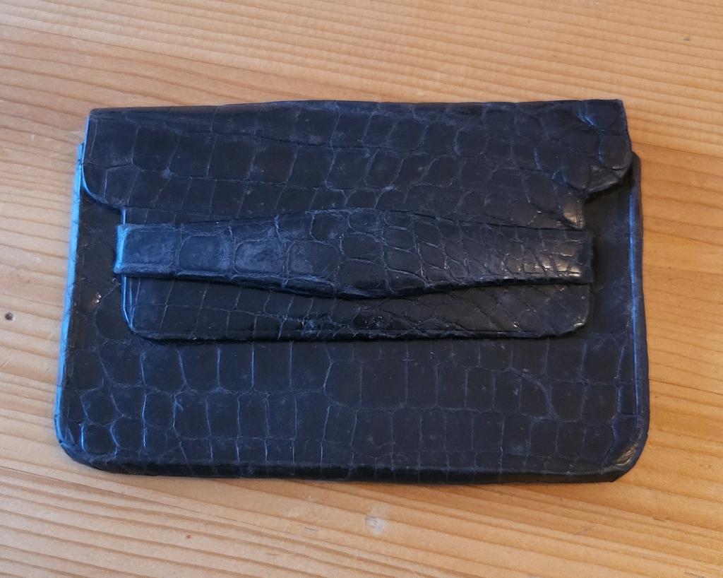 Portefeuille vintage cuir (croco/serpent), Autres marques, Cuir, Enlèvement ou Envoi, Utilisé