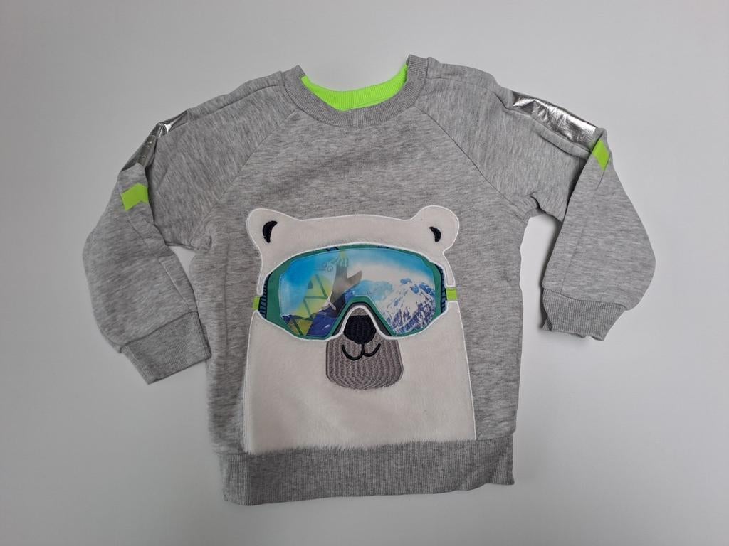 t 98 Pull gris épais, ours polaire avec lunettes de ski, Garçon, C&A, Enlèvement ou Envoi, Pull ou Veste