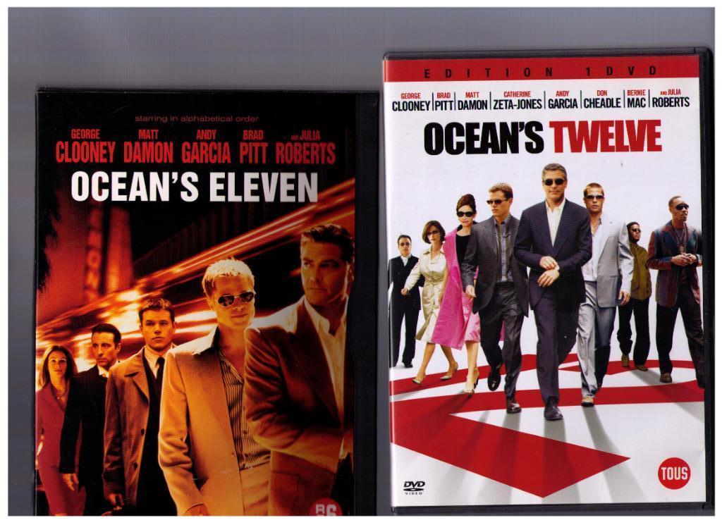 2 DVD's : Ocean's Eleven & Ocean's Twelve - Clooney, B. Pitt, Tous les âges, Envoi, Comme neuf, Action