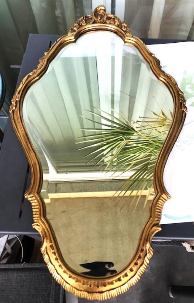 Miroir doré Art Nouveau Verre Taillé H 70✨😍💎👌, Enlèvement ou Envoi, Autres formes, Moins de 50 cm, Moins de 100 cm