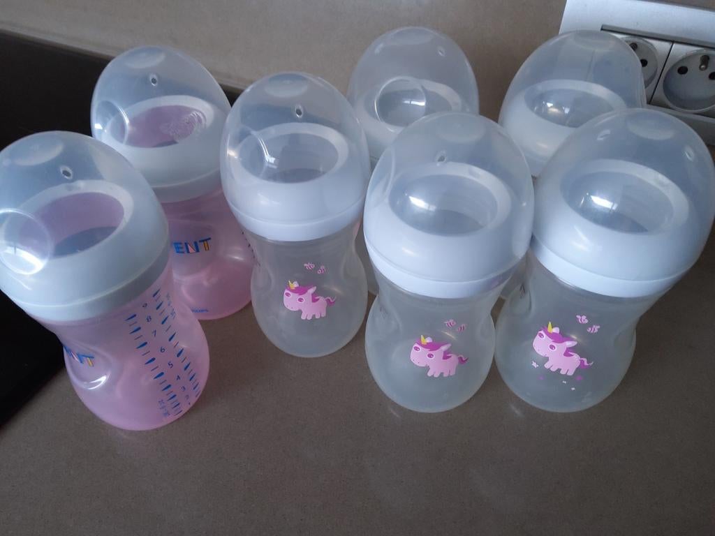 Avent 7 flessen( tot 260ml)  met 3 sets van nieuwe spenen, Ophalen of Verzenden, Gebruikt