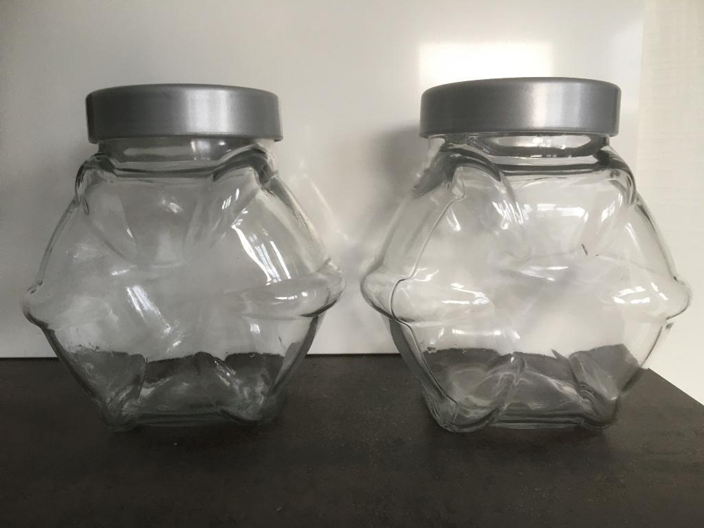 Twee glazen voorraadbokalen, Ophalen, Zo goed als nieuw