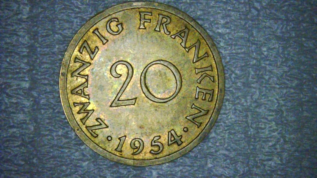 20 francs 1954 Saar (Duitsland), Frans protectoraat, Postzegels en Munten, Ophalen of Verzenden, Duitsland