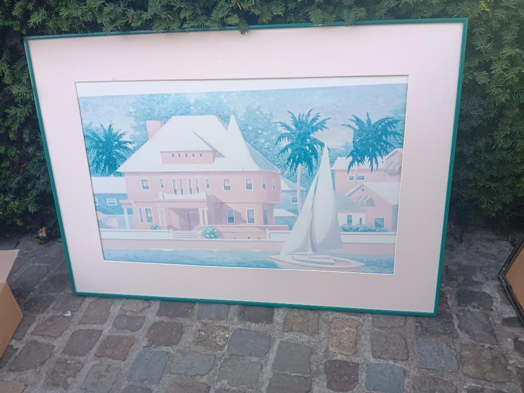 Schilderij ingekaderd met palmbomen, Ophalen