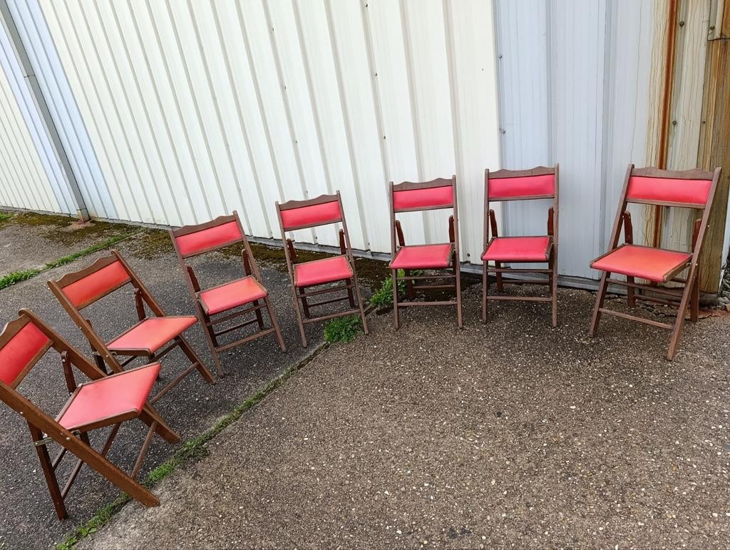 Chaises vintage pliantes Shanghai 7pc, Maison & Meubles, Enlèvement ou Envoi, Utilisé