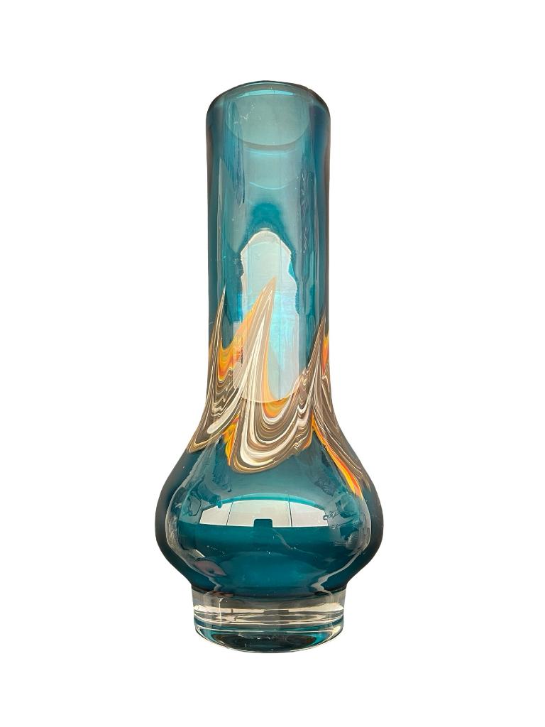 Blauwe artistieke glazen vaas door Heinrich Loonshardt, Antiek en Kunst, Antiek | Glaswerk en Kristal, Ophalen of Verzenden
