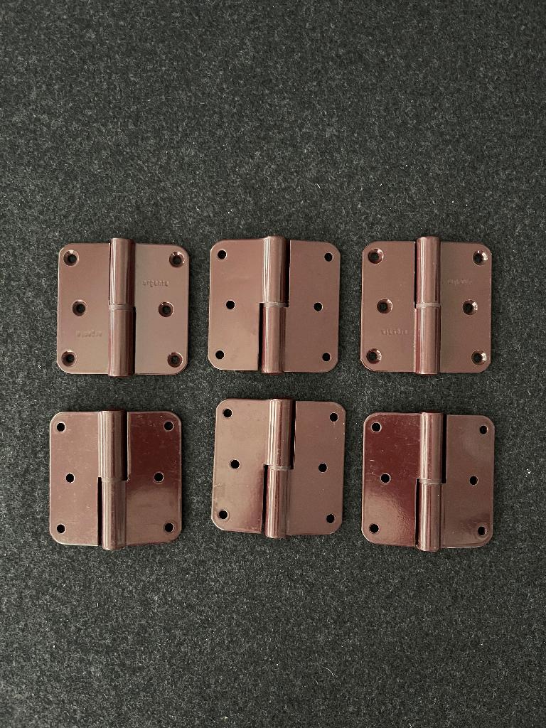 6 Argenta bordeauxrode gelakte metalen scharnieren 80x80mm, Ophalen, Zo goed als nieuw