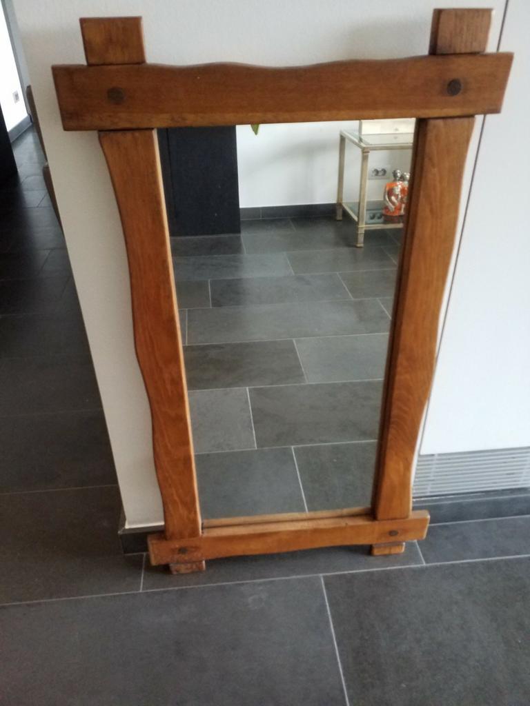 Prachtige spiegel met eiken kader. Afmeting: 100/50 en 80/40, Ophalen