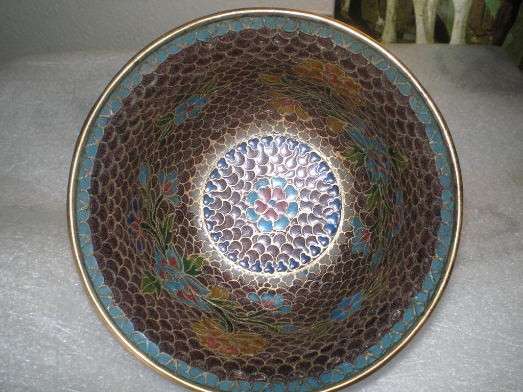 Bol  chinois émaillé/métal  Plique à jour  1950s, Antiquités & Art, Enlèvement ou Envoi