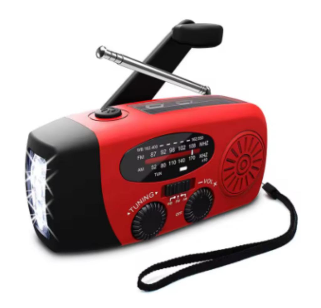 Draagbare FM / AM noodradio op zonne energie met zaklamp, Ophalen of Verzenden, Nieuw, Radio