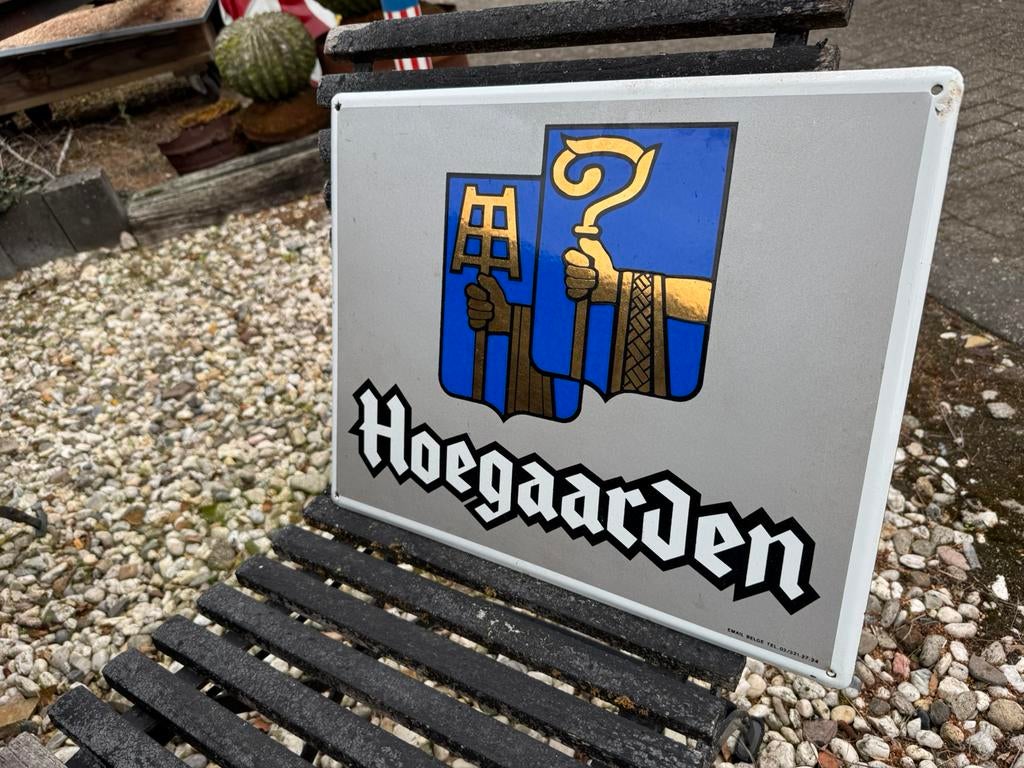 Hoegaarden bier emaille reclamebord, Verzamelen, Merken en Reclamevoorwerpen, Ophalen of Verzenden, Gebruikt, Reclamebord