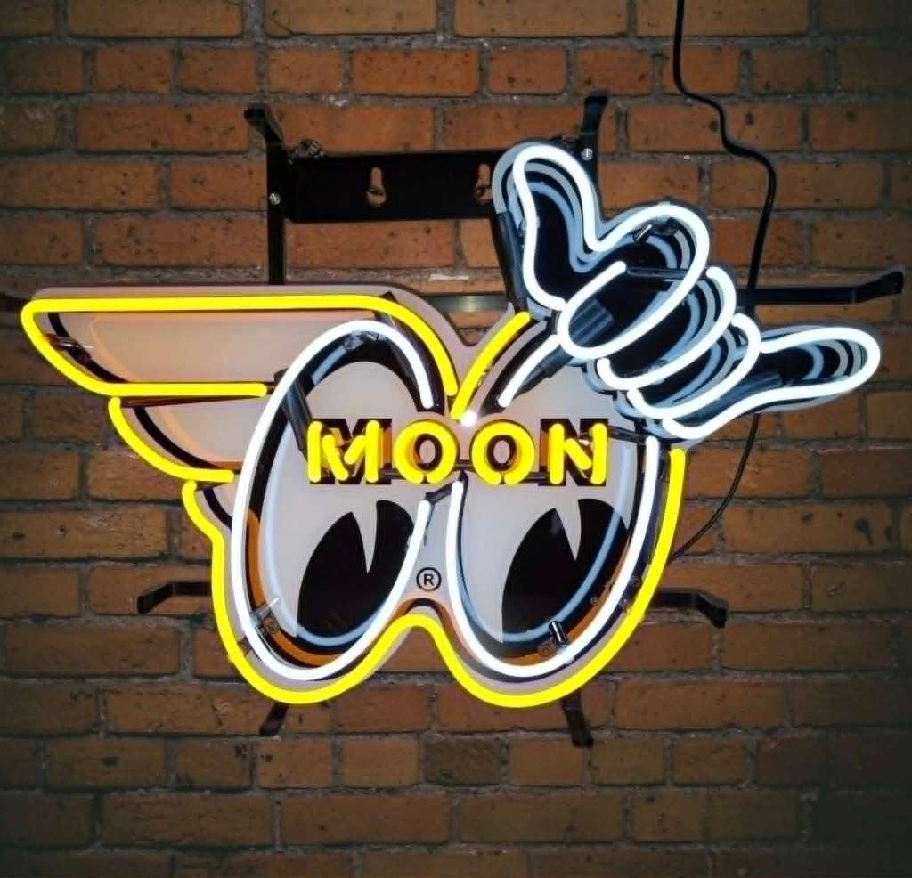 Moon eyes neon en andere USA garage reclame decoratie neons, Ophalen of Verzenden, Nieuw, Lichtbak of (neon) lamp