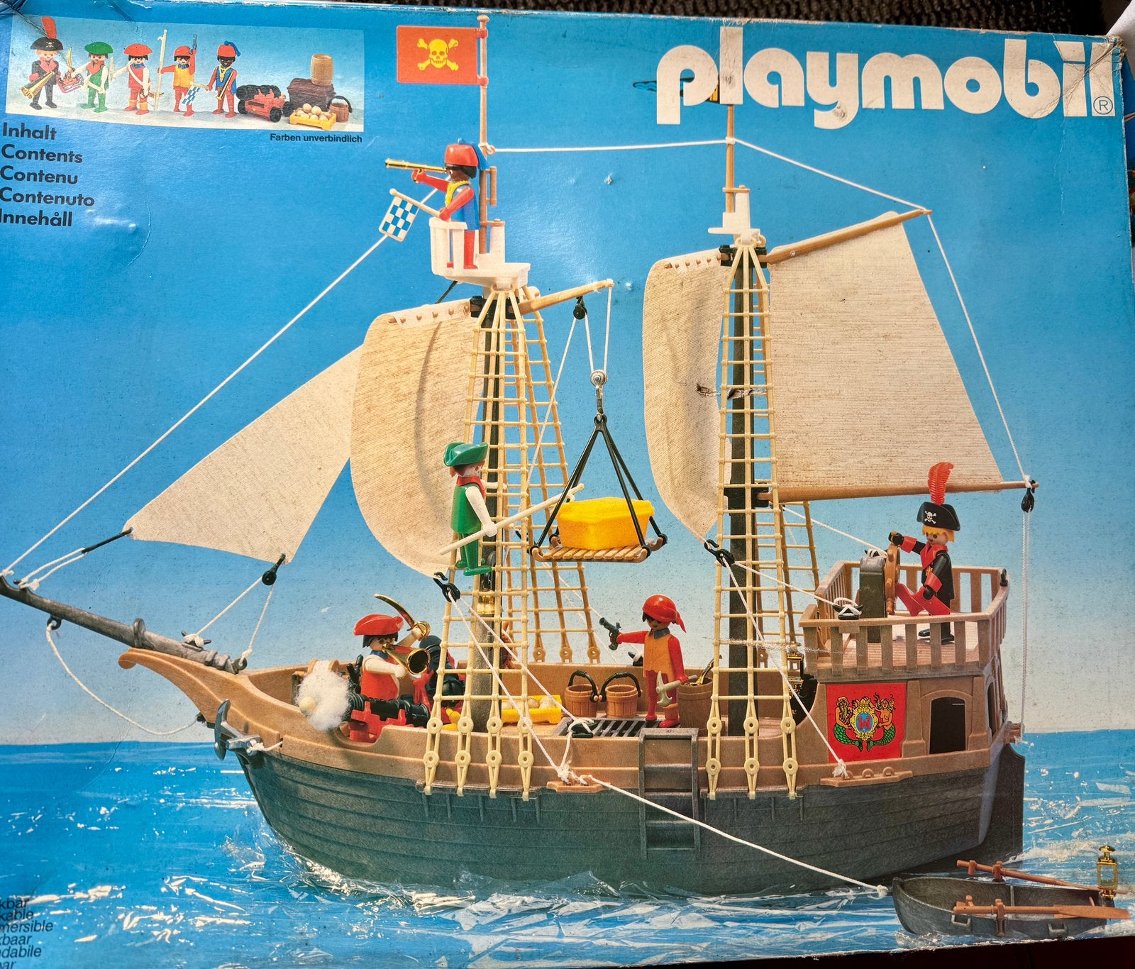 Playmobil 3550 – Groot Piratenschip met Doos (1978), Ophalen, Gebruikt, Complete set, Boot/Schip