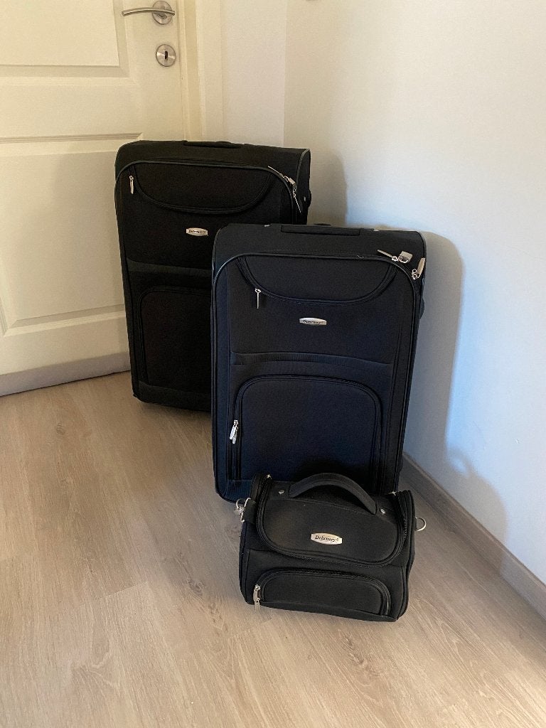 Ensemble de valises Deluxury noires – Valises de voyage, 35 à 45 cm, Comme neuf, Enlèvement, 60 à 70 cm