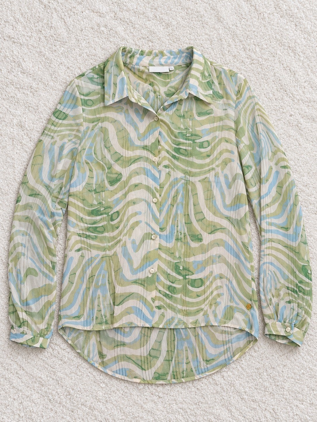Fabienne Chapot blouse met groen-blauwe abstracte print – ma, Kleding | Dames, Ophalen of Verzenden, Zo goed als nieuw, Fabienne chabot