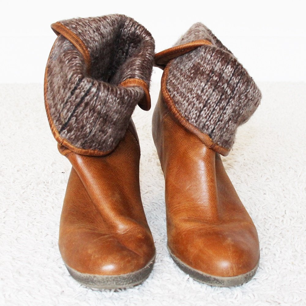Belles bottes en cuir marron pour femmes (taille 39) €45, -, Comme neuf, Brun, Boots et Botinnes, ---