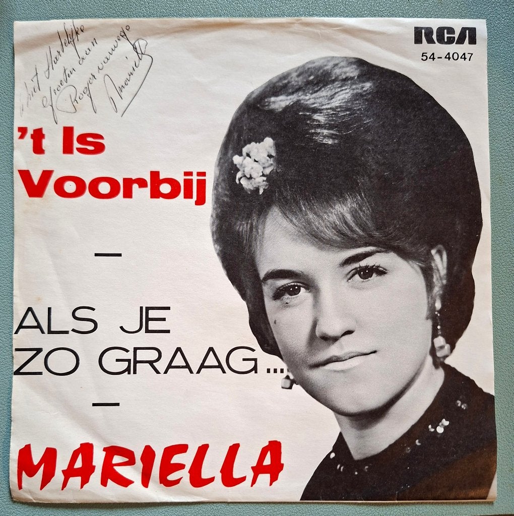 Mariella– 't Is Voorbij (Gesigneerd + info doc), 7 inch, Single, Ophalen of Verzenden, 1960 - 1969