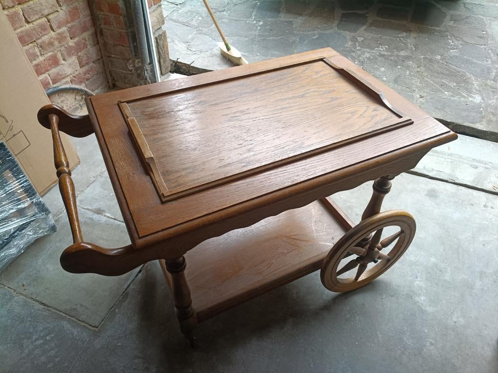 Desserte roulante en bois massif – Style rustique, Huis en Inrichting, Hout