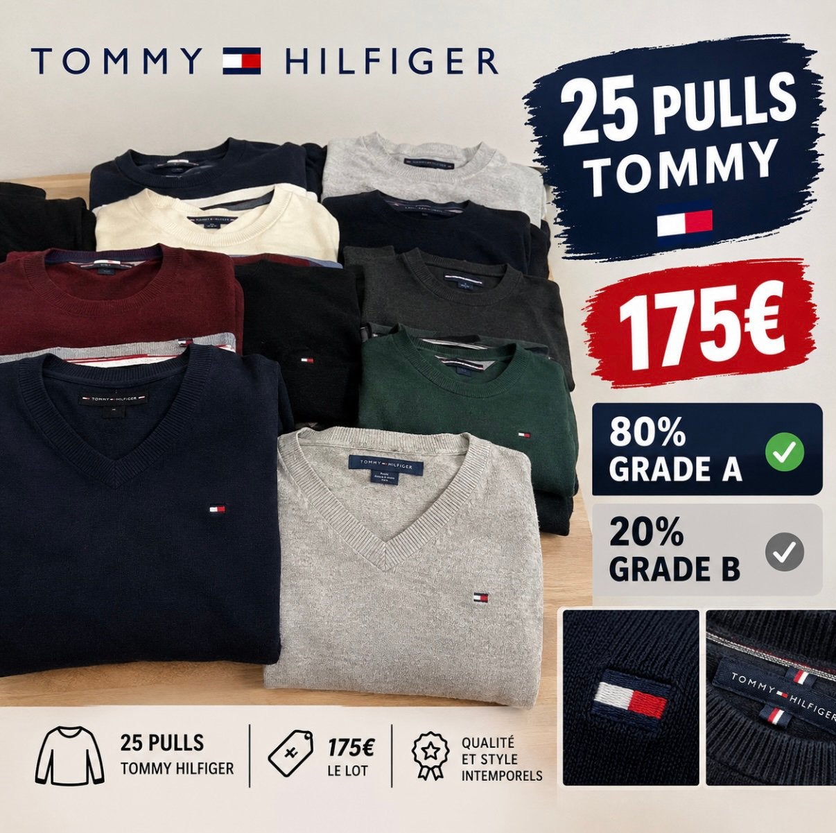 Vends 50 lot pulls occasion thommy hilfiger, Enlèvement, Porté