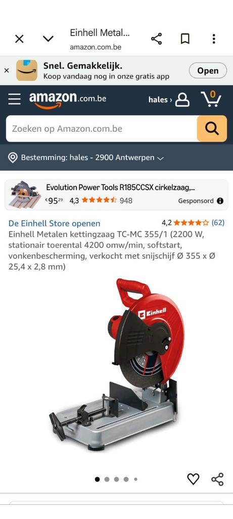 Metaal afkortzaag., Ophalen, Afkortzaag