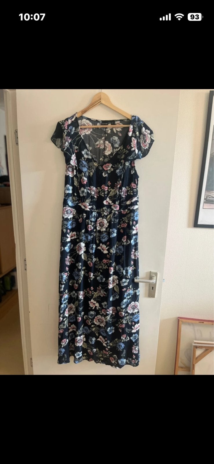 jurk met bloemen, Kleding | Dames, Verzenden, Zo goed als nieuw, Maat 46/48 (XL) of groter, Blauw