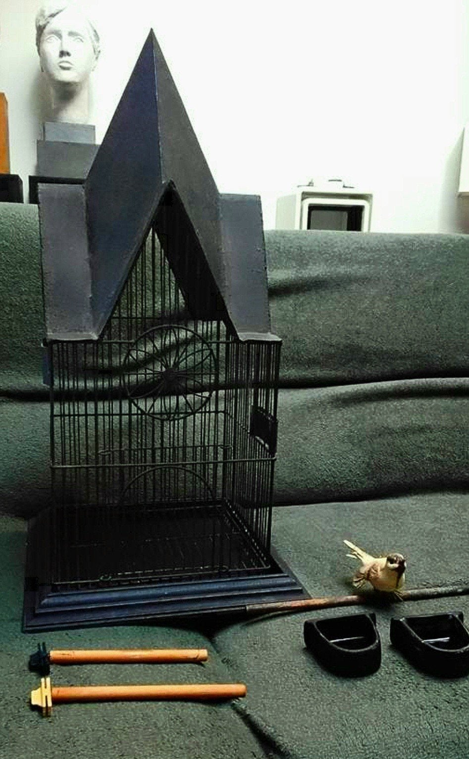 Antieke Gotische Vogelkooi (Kathedraal model) helemaal compl, Ophalen of Verzenden