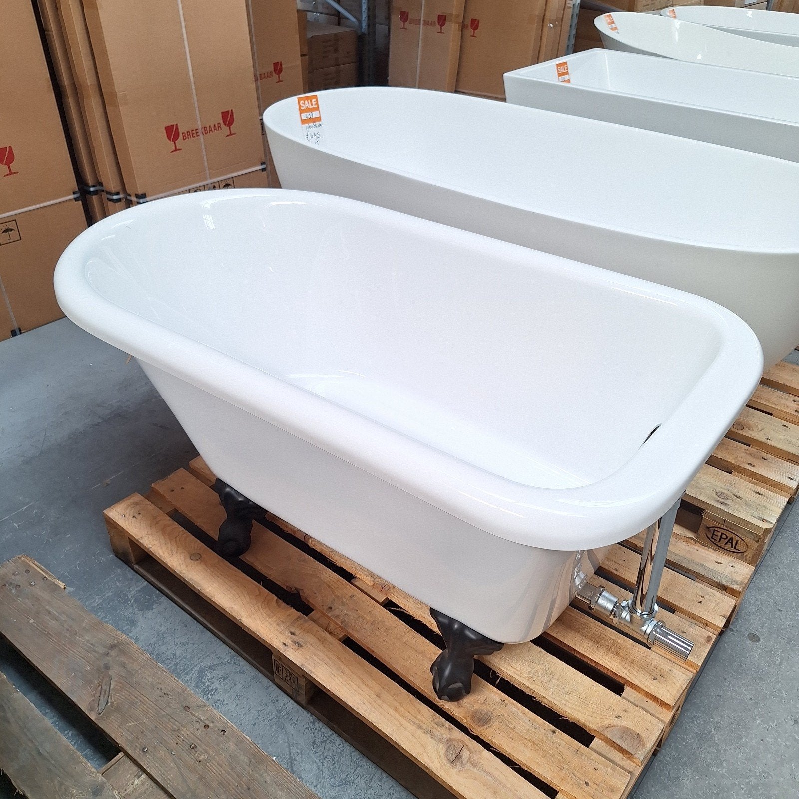 OP=OP Ligbad met leeuwenpootjes mat zwart 140x75x58 nr436, Ophalen of Verzenden, Nieuw, Wit