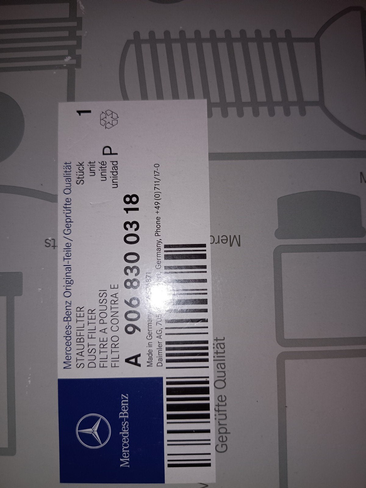 Pollenfilter Mercedes Sprinter, Auto's, Particulier, Te koop, Mercedes-Benz