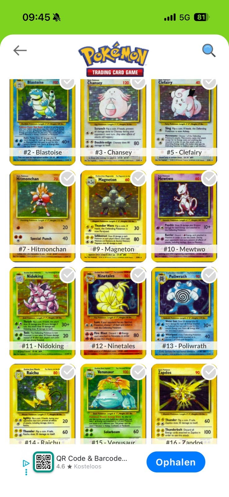 IK ZOEK BASE SET KAARTEN, Hobby en Vrije tijd, Verzamelkaartspellen | Pokémon, Ophalen, Zo goed als nieuw, Meerdere kaarten