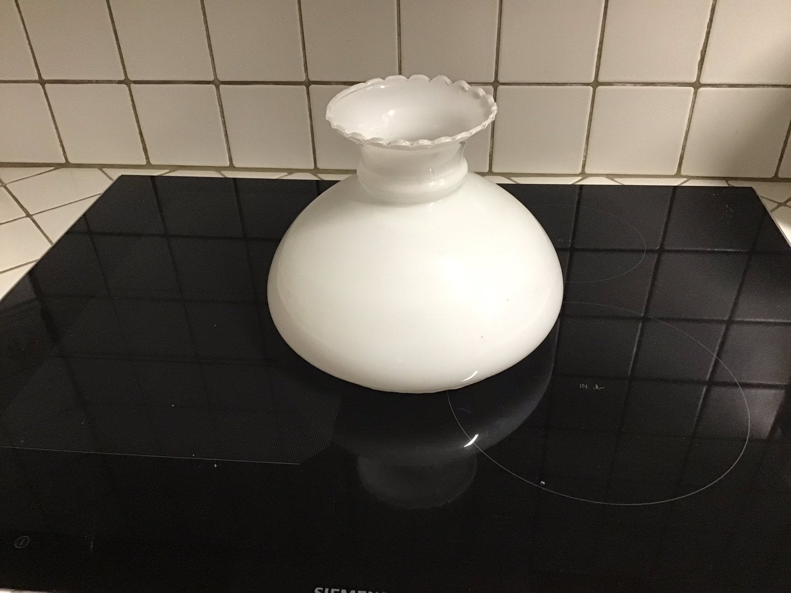 Vintage lampenkap lampekap in wit glas, Ophalen of Verzenden, Zo goed als nieuw, Wit