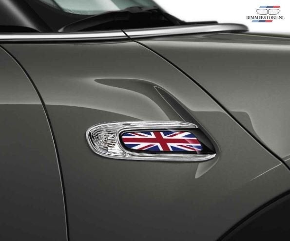 Trim covers set blauw / rood Union Jack voor zijknipperlicht, Autos : Pièces & Accessoires, Neuf, -, Mini, -