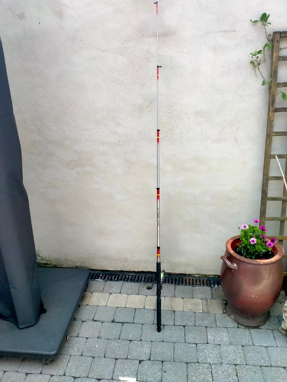 Telescopische werphengel 2,40m+molen max 40 gr, Ophalen, Werphengel