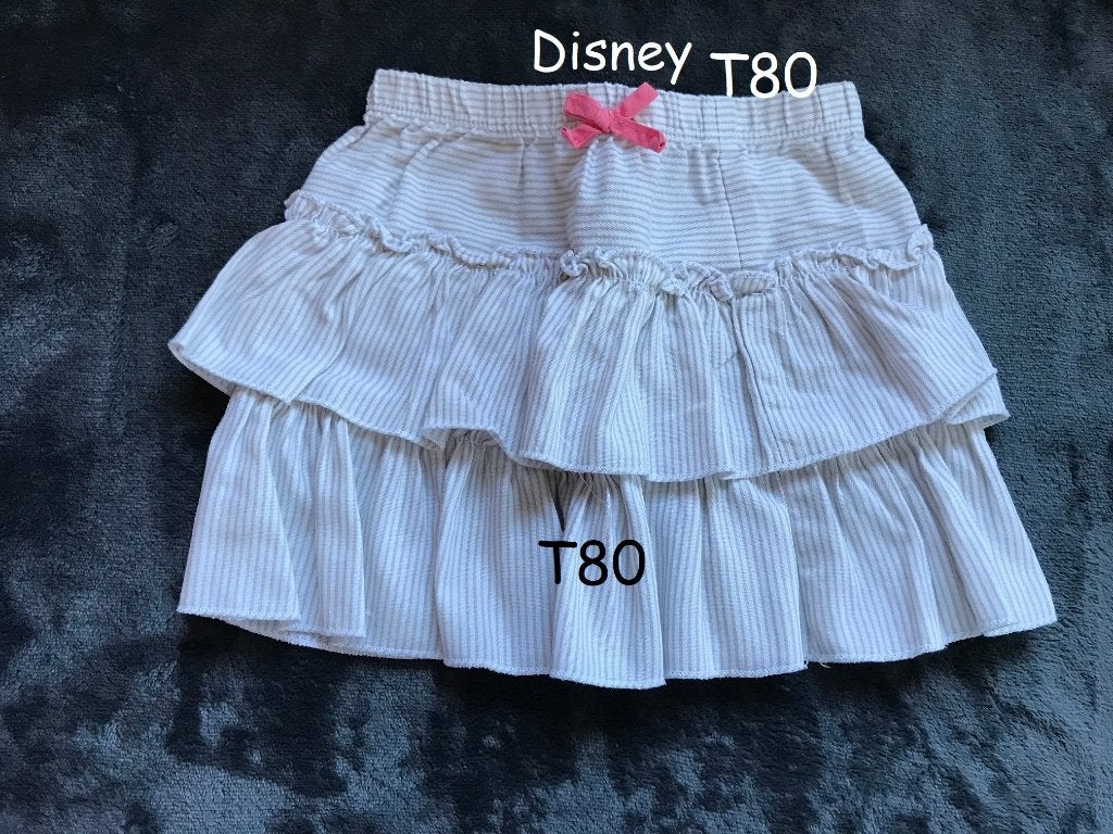 Disney taupe en wit gestreepte rok in perfecte staat T80, Kinderen en Baby's, Babykleding | Maat 80, Disney, Meisje, Jurkje of Rokje