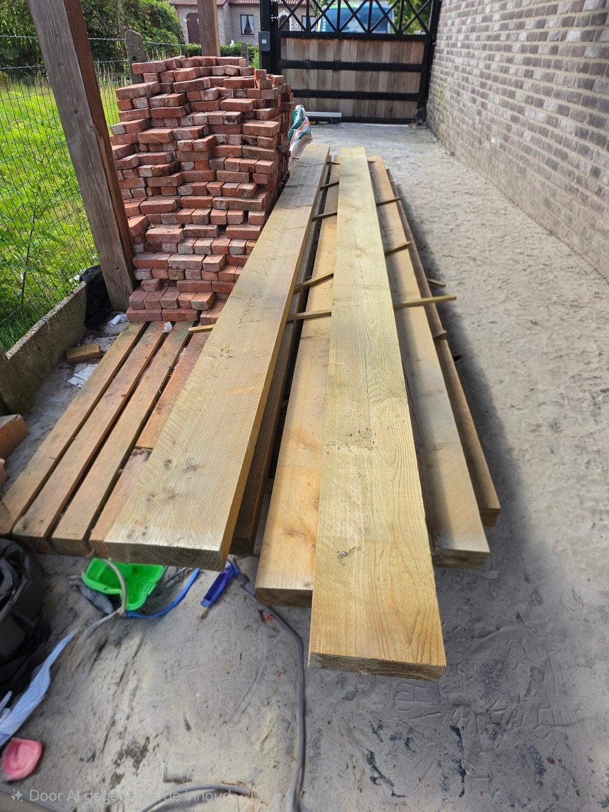 geïmpregneerd houten balken, Doe-het-zelf en Bouw, Hout en Planken, Ophalen of Verzenden, Geïmpregneerd