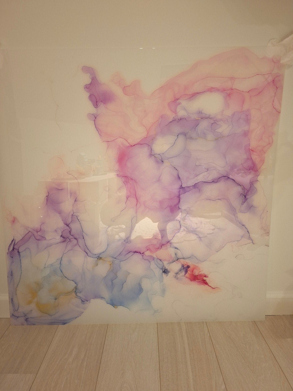 Schilderij alcoholinkt 1m x 1m acrylplaat, Ophalen