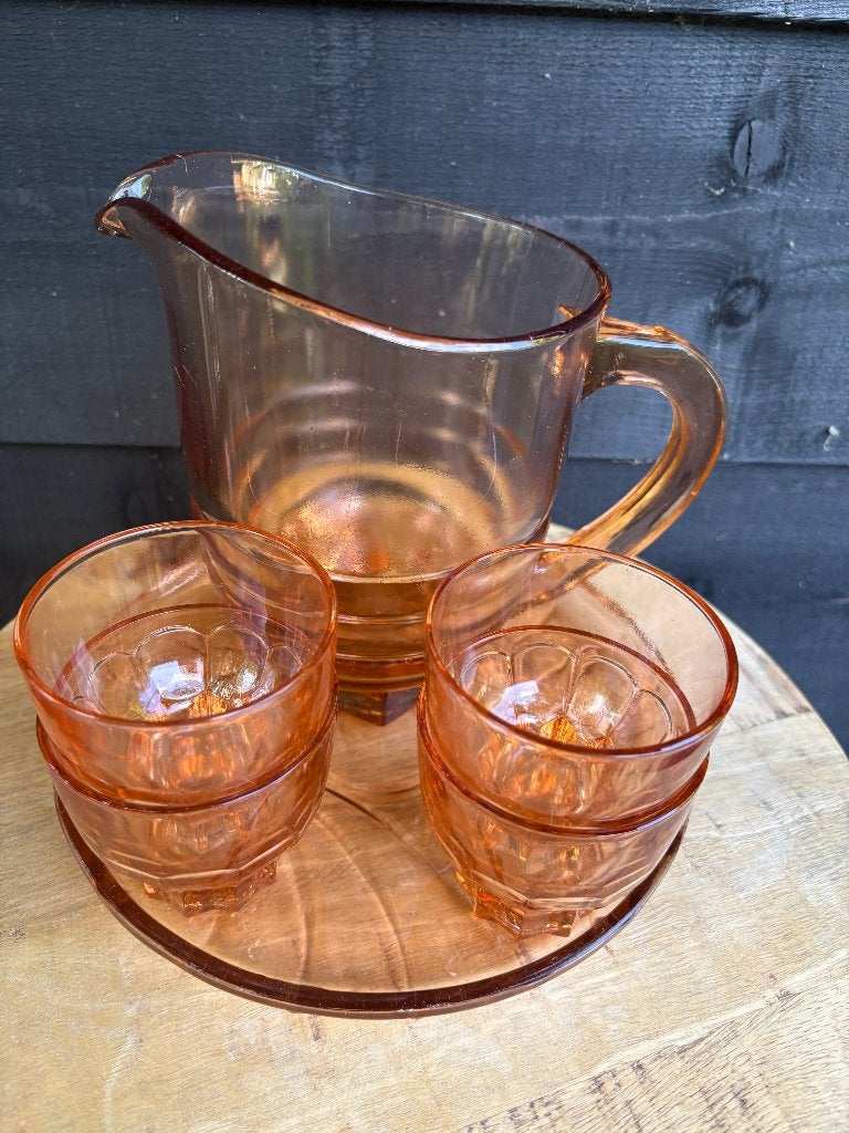 Art-Deco Limonade of Waterstel Vintage Roze., Antiek en Kunst, Ophalen of Verzenden