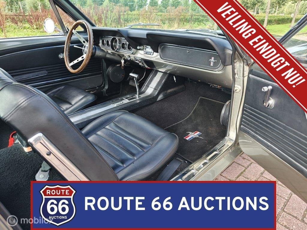 Ford Mustang Fastback C-Code | 1966 | Route 66 Auctions, Auto's, Zwart, Bedrijf, Handgeschakeld, Overige carrosserie