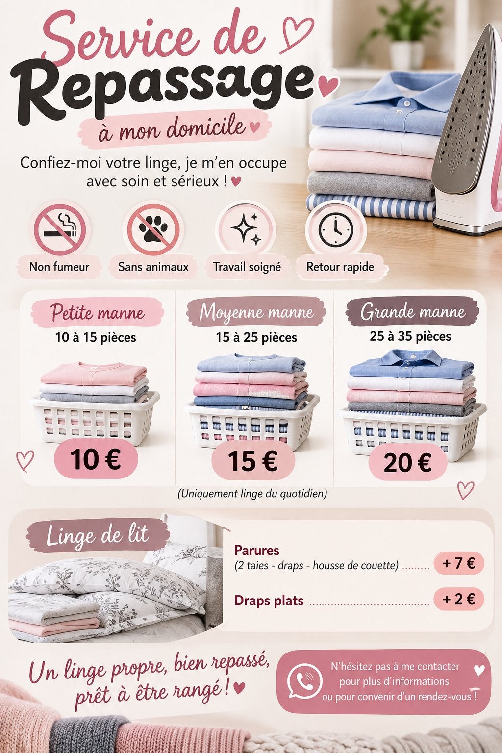 Repassage soigné, Permis de conduire B, Autres horaires, Autres branches, Autres formes